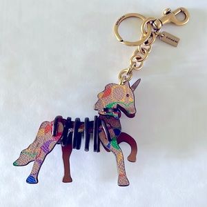 COACH leather unicorn horse PRIDE bag purse charm. New without tags.